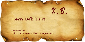 Kern Bálint névjegykártya